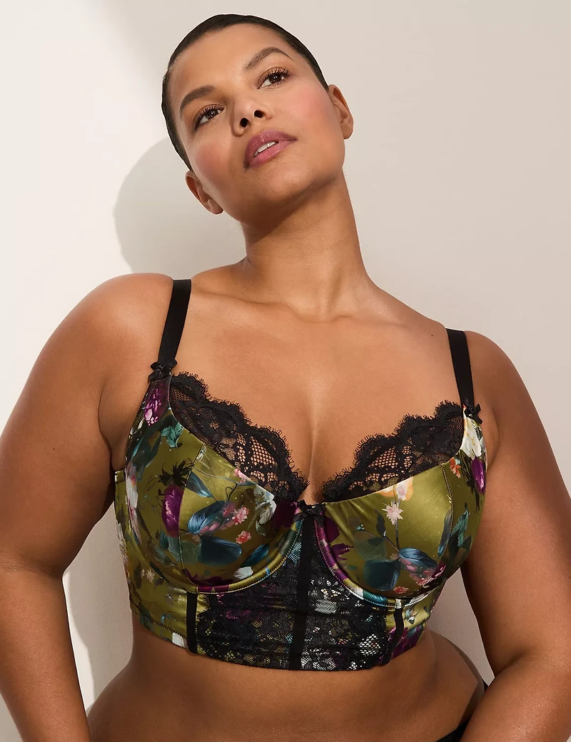 Stretch Satin French Balconette Longline Bra
