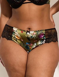 Stretch Satin Lace-Back Cheeky Panty