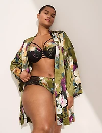 Printed Stretch Satin Robe