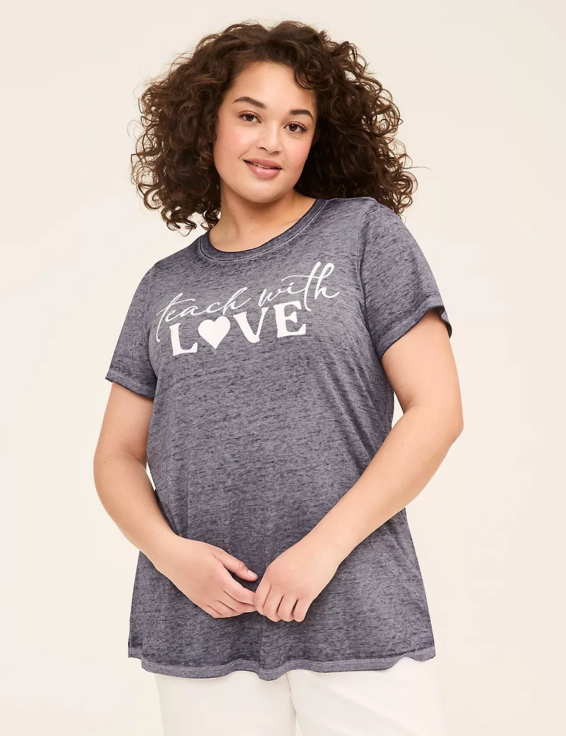 Embroidered & Glitter Teach With Love Graphic Tee