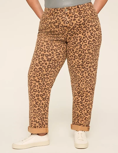 Boyfriend Fit Printed Leopard Jean