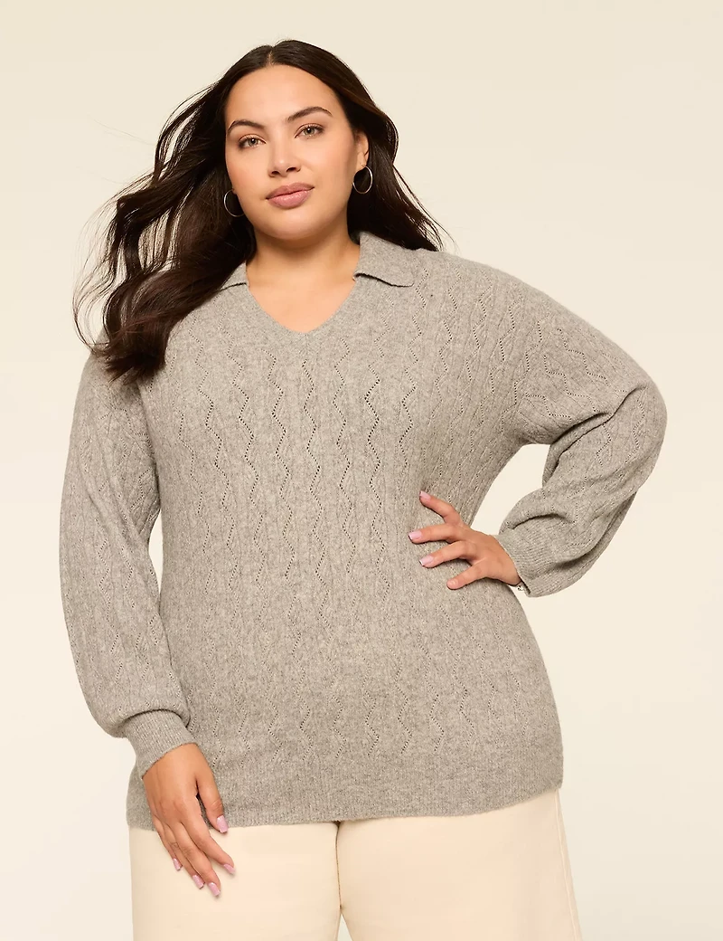 Collared V-Neck Sweater