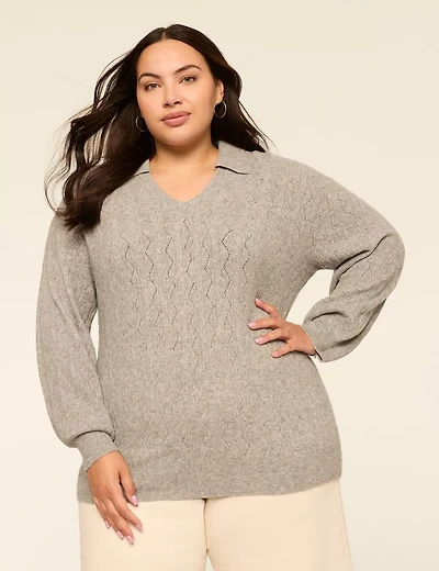 Collared V-Neck Sweater