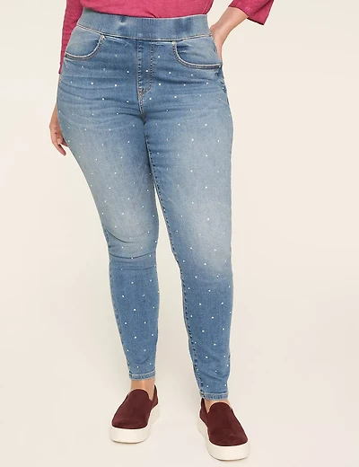 Pull-On Fit Embellished High-Rise Jegging