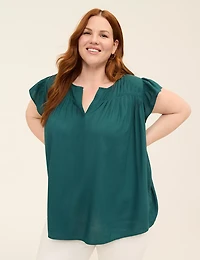 Swing Notch-Neck Popover Blouse