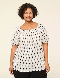 Perfect Sleeve Pintuck-Detail Popover Top