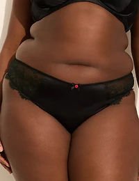 Stretch Satin Crotchless Thong