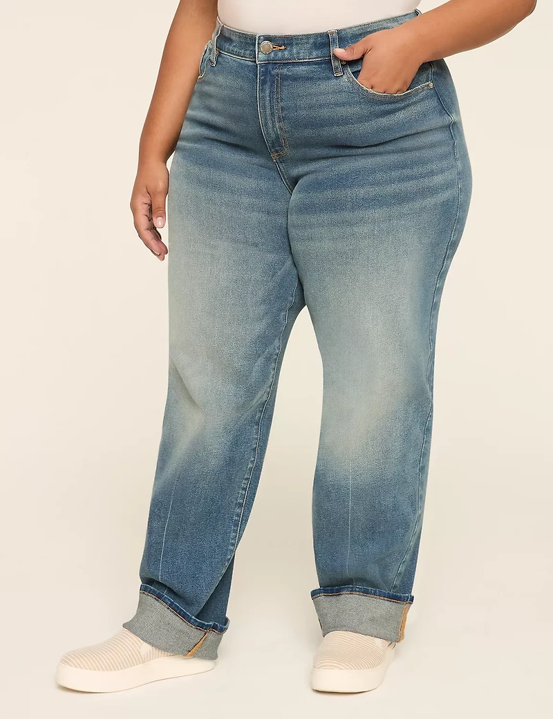 Relaxed Straight Cuffed-Hem Jean