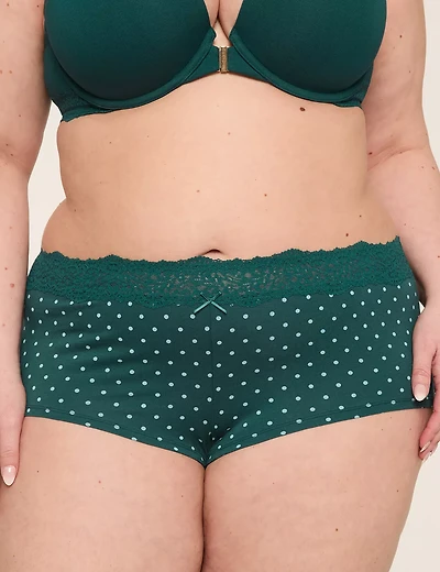 Cotton Boyshort Lace-Waist Panty