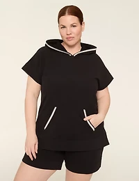 LIVI French Terry Short-Sleeve Crochet-Trim Sweatshirt