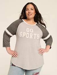 3/4-Sleeve Go Sports Graphic Tee