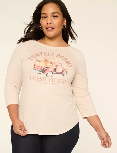 3/4-Sleeve Pumpkin Farm Graphic Tee