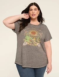 Rhinestone Cactus Sun Dolman-Sleeve Graphic Tee