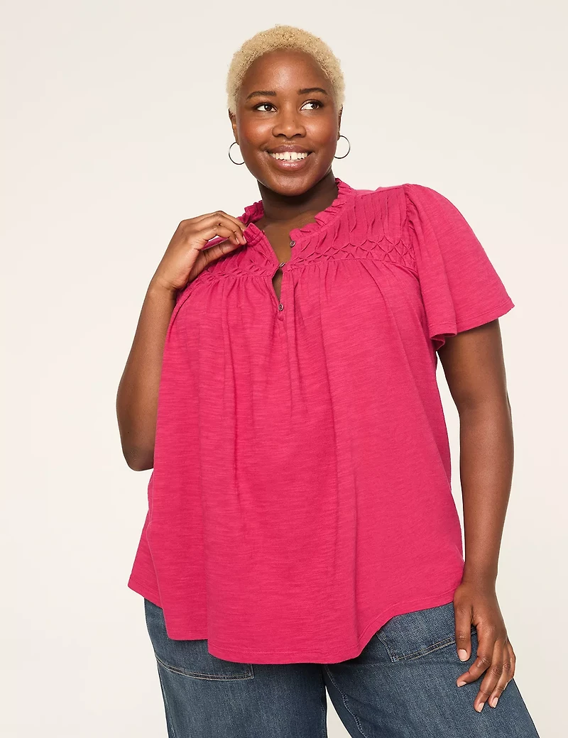 Pintuck & Smoked-Yoke Top