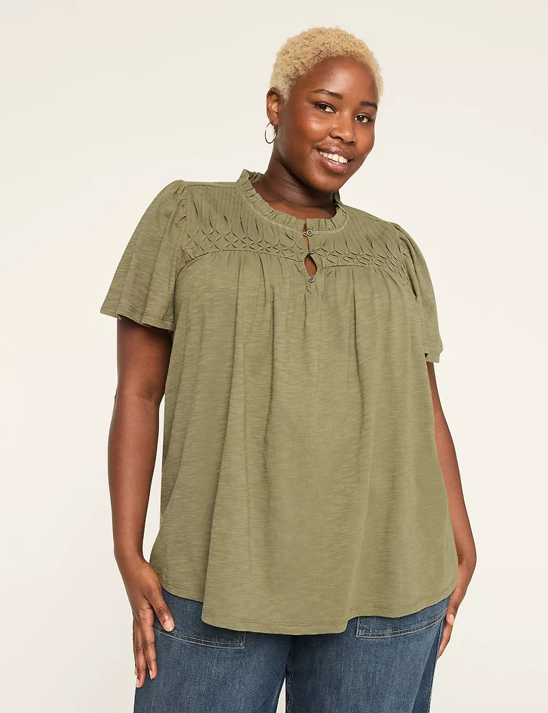 Pintuck & Smoked-Yoke Top