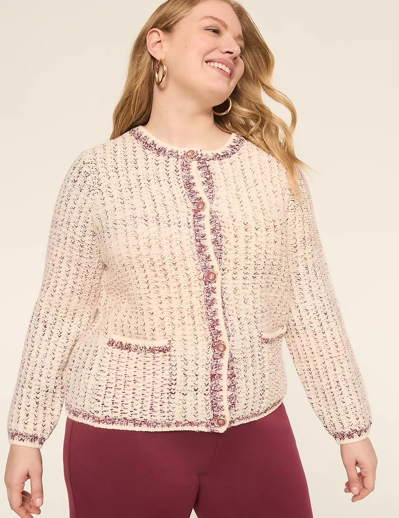 Textured Button-Front Cardigan
