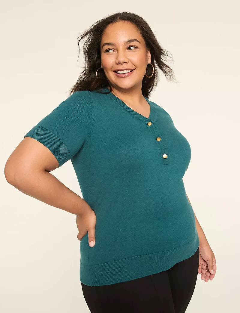 Perfect Sleeve Henley Sweater