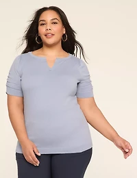 Puff-Sleeve V-Neck Sweater