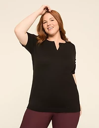 Puff-Sleeve V-Neck Sweater