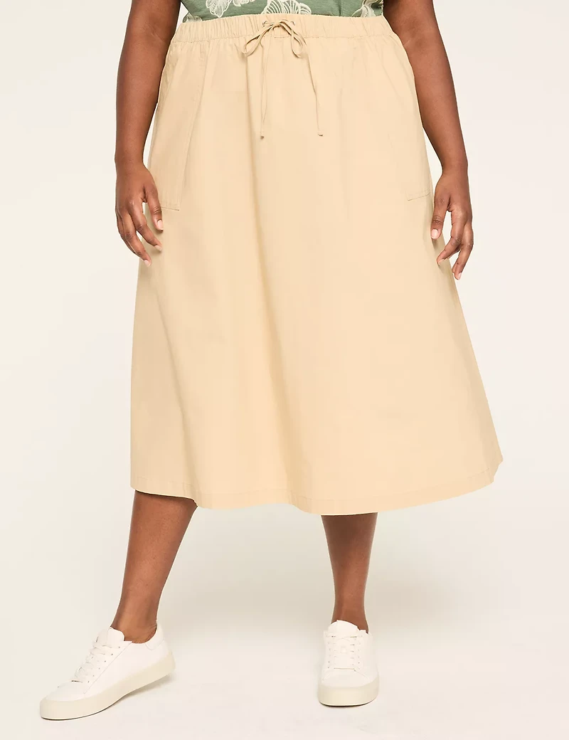Poplin Drawstring Utility Skirt
