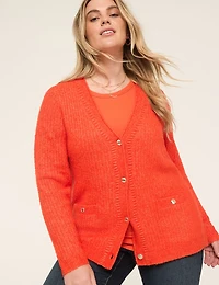 Long-Sleeve Button-Front Cardigan