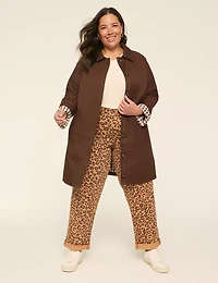 Single-Breasted Gingham-Lined Trench Coat