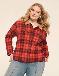 Fireside Plaid Button-Front Cardigan
