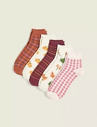 5-Pack Ankle Socks - Fall Whimsy