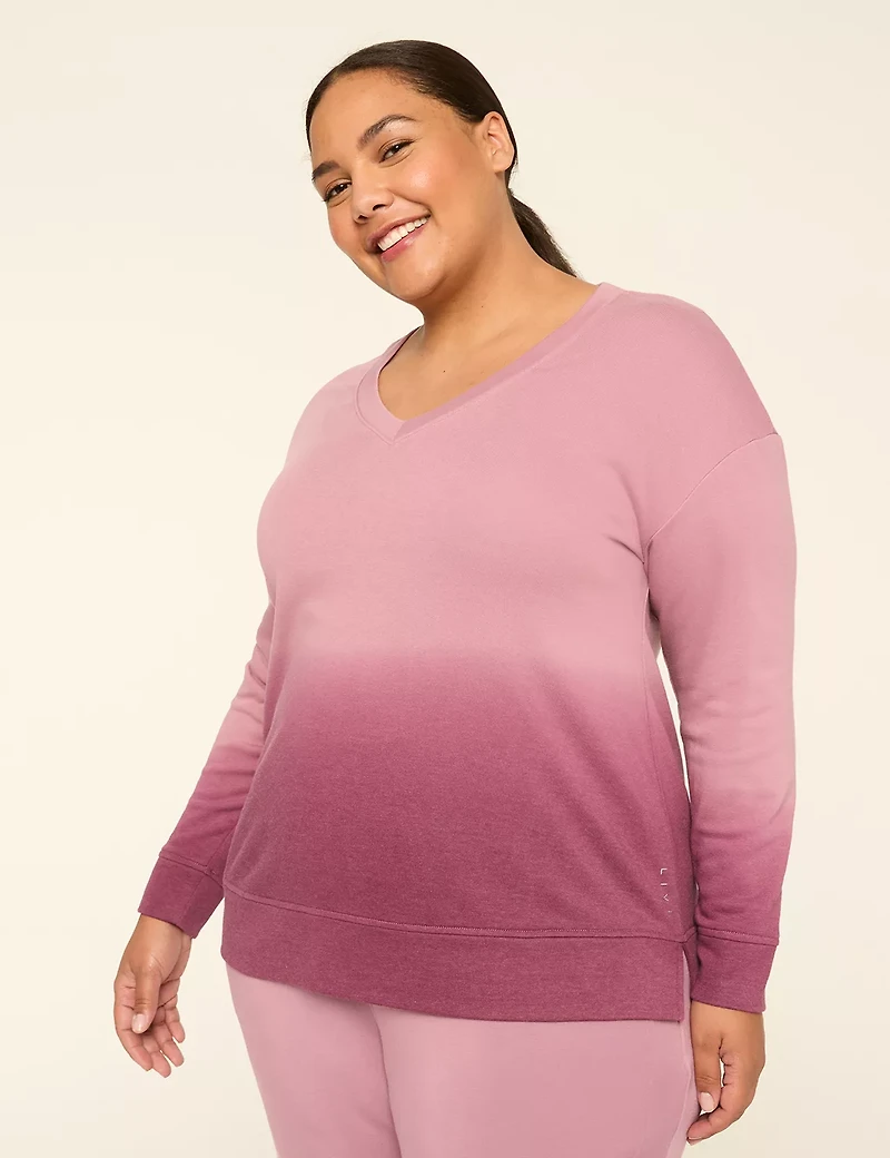 LIVI French Terry V-Neck Dip Dye Sweatshirt