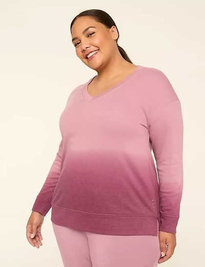 LIVI French Terry V-Neck Dip Dye Sweatshirt