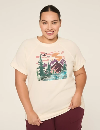 LIVI French Terry Short-Sleeve Crew-Neck Sweatshirt