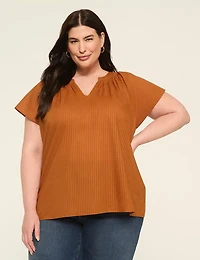 Swing Flutter-Sleeve Popover Blouse