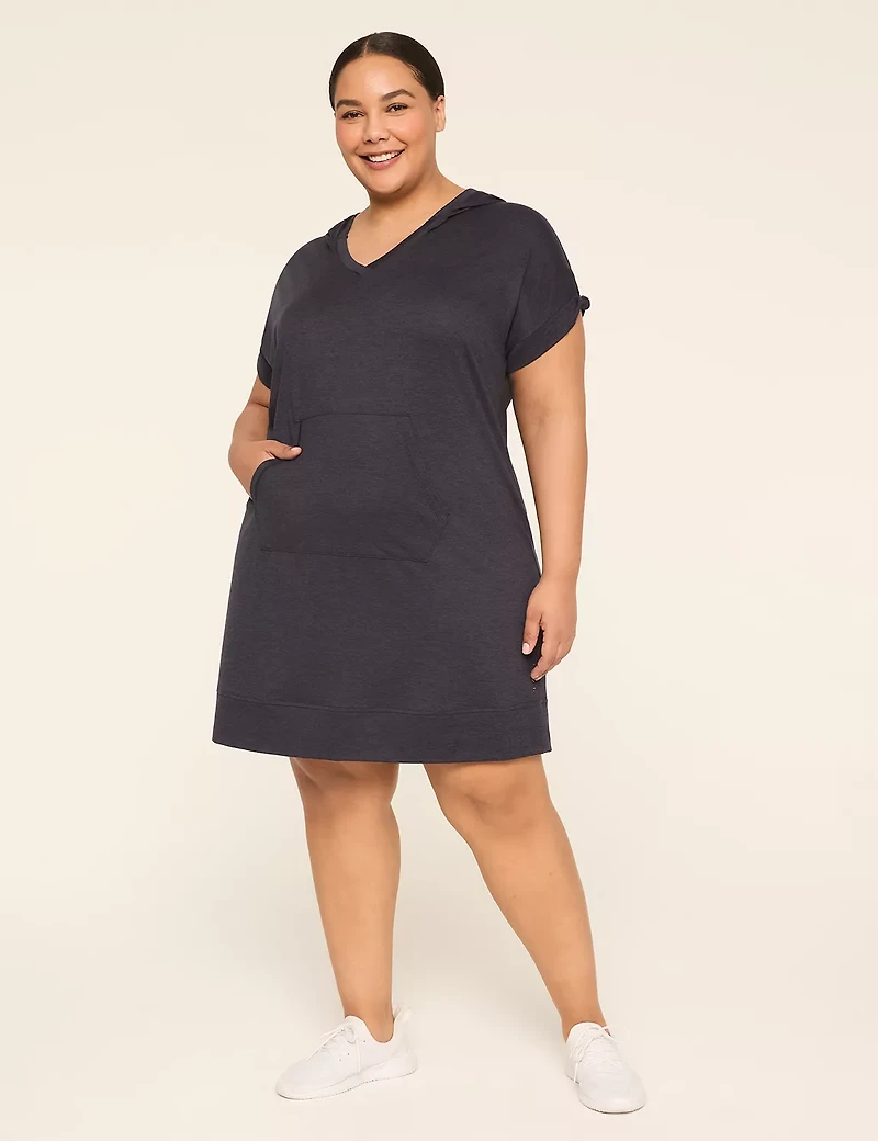 LIVI Soft Hooded Knot-Sleeve Dress