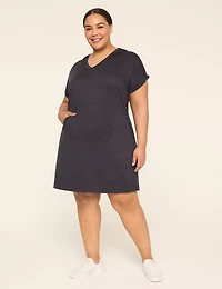 LIVI Soft Hooded Knot-Sleeve Dress