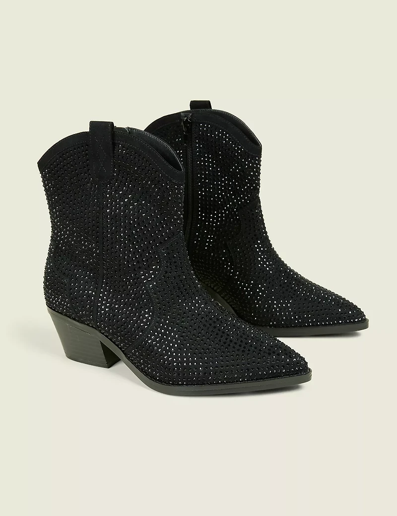 Dream Cloud Rhinestone Glitzy Western Ankle Boot