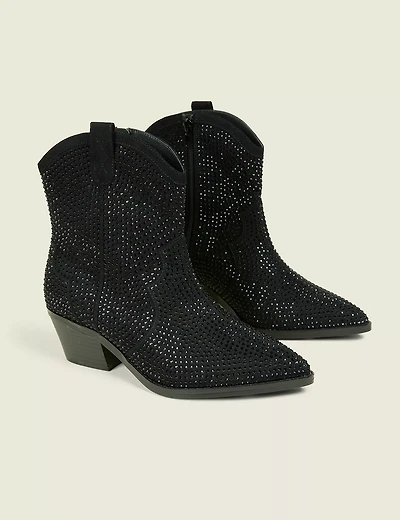 Dream Cloud Rhinestone Glitzy Western Ankle Boot