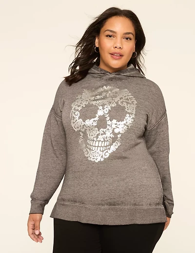 Foiled Relaxed Skeleton Graphic Hoodie