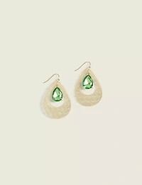 Green Imitation Stone Filigree Drop Earrings