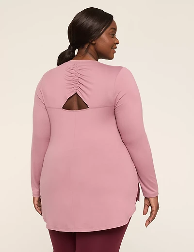 LIVI Soft Ruched Cutout-Back Top
