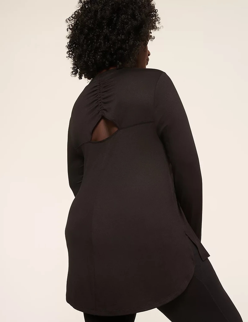 LIVI Soft Ruched Cutout-Back Top