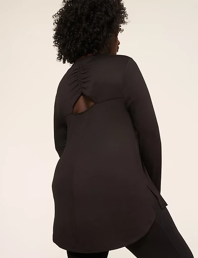 LIVI Soft Ruched Cutout-Back Top