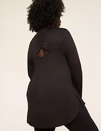 LIVI Soft Ruched Cutout-Back Top