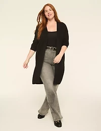 Open-Front Ribbed Duster