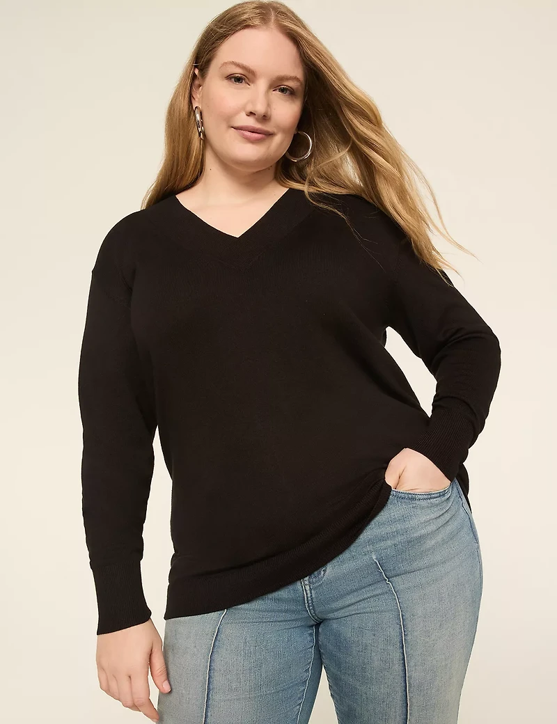 Long-Sleeve V-Neck Sweater