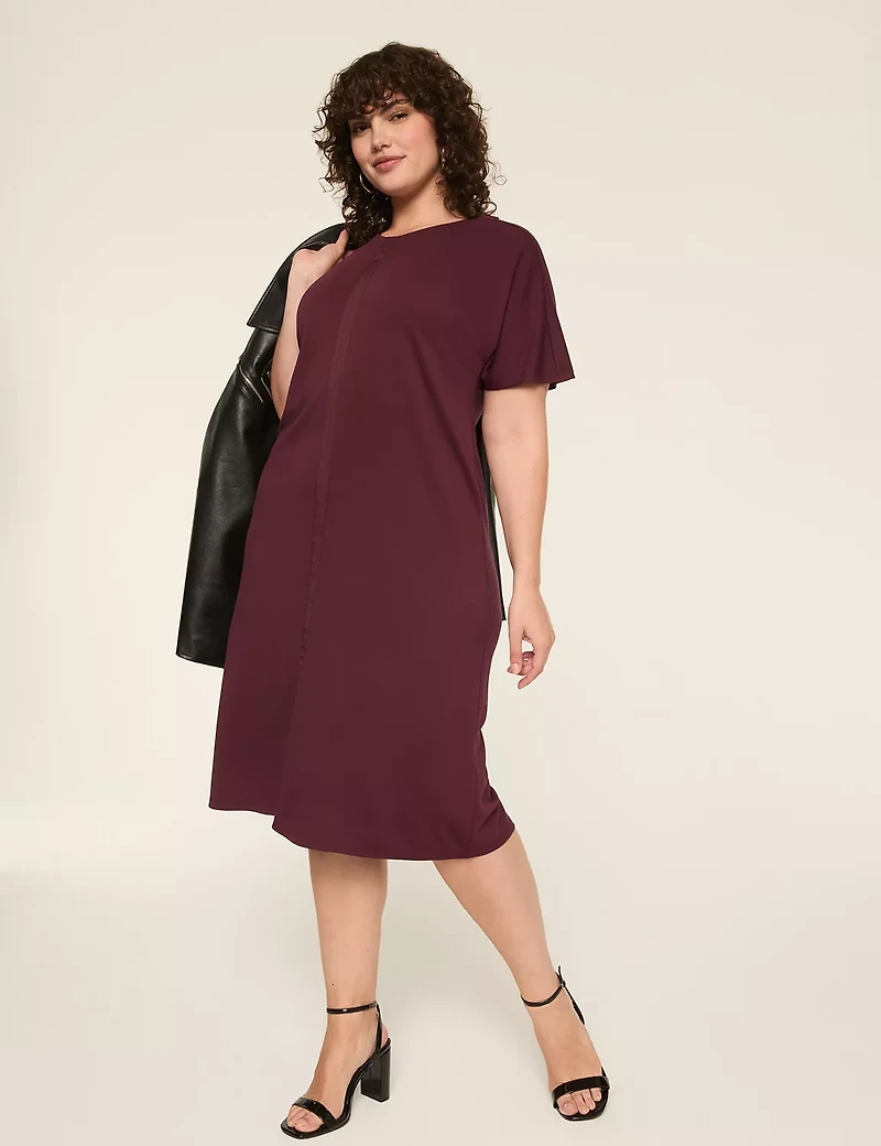 Ponte Ribbon-Trim Dress