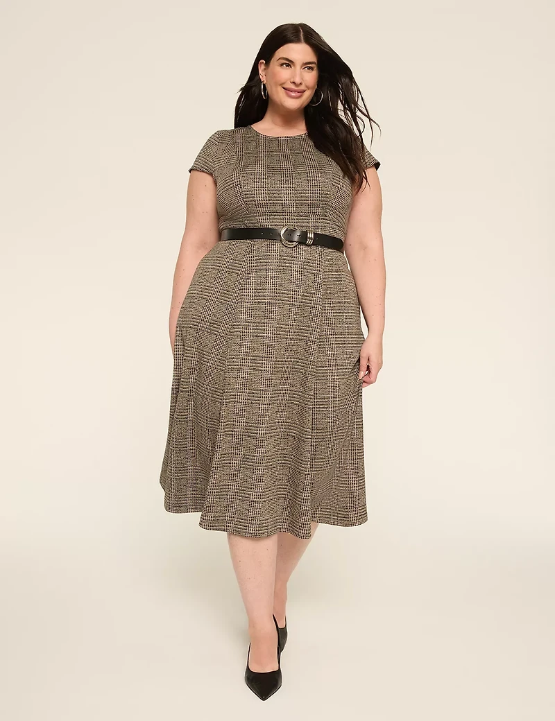 Ponte Crew-Neck Midi Dress