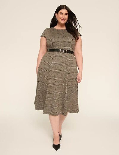 Ponte Crew-Neck Midi Dress