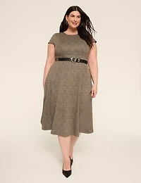 Ponte Crew-Neck Midi Dress