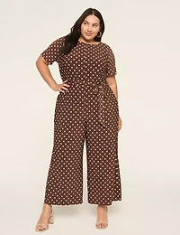 Tie-Waist Wide Leg Jersey Jumpsuit