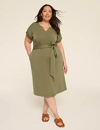 Journey Notch-Neck Dolman-Sleeve Dress